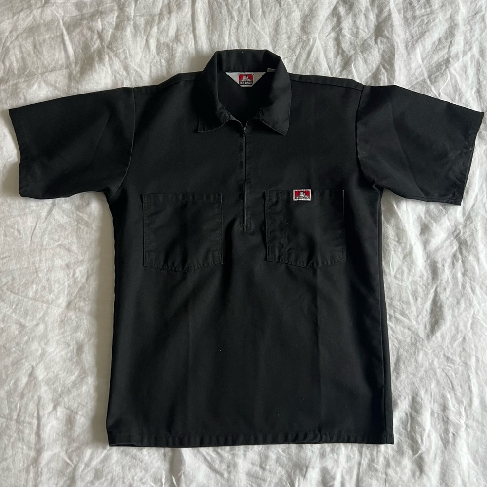 Ben Davis Half Zip Short Sleeve Work Shirt size Small in Black